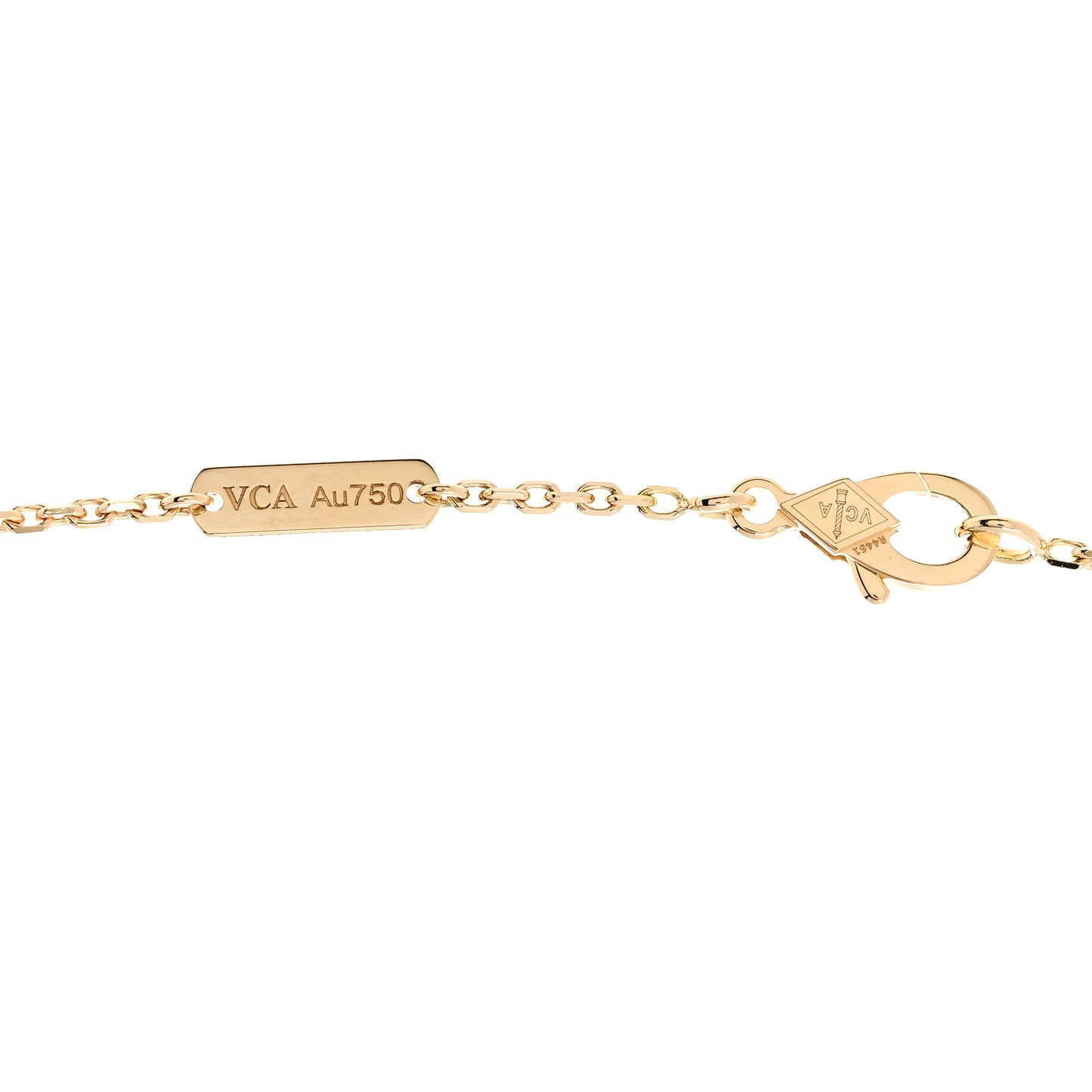 18K Yellow Gold Mother of Pearl Vintage Alhambra Pendant Necklace