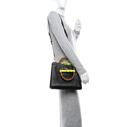 Gucci Calfskin Small Diana Tote Bag Black Yellow Fluo 2 of 15