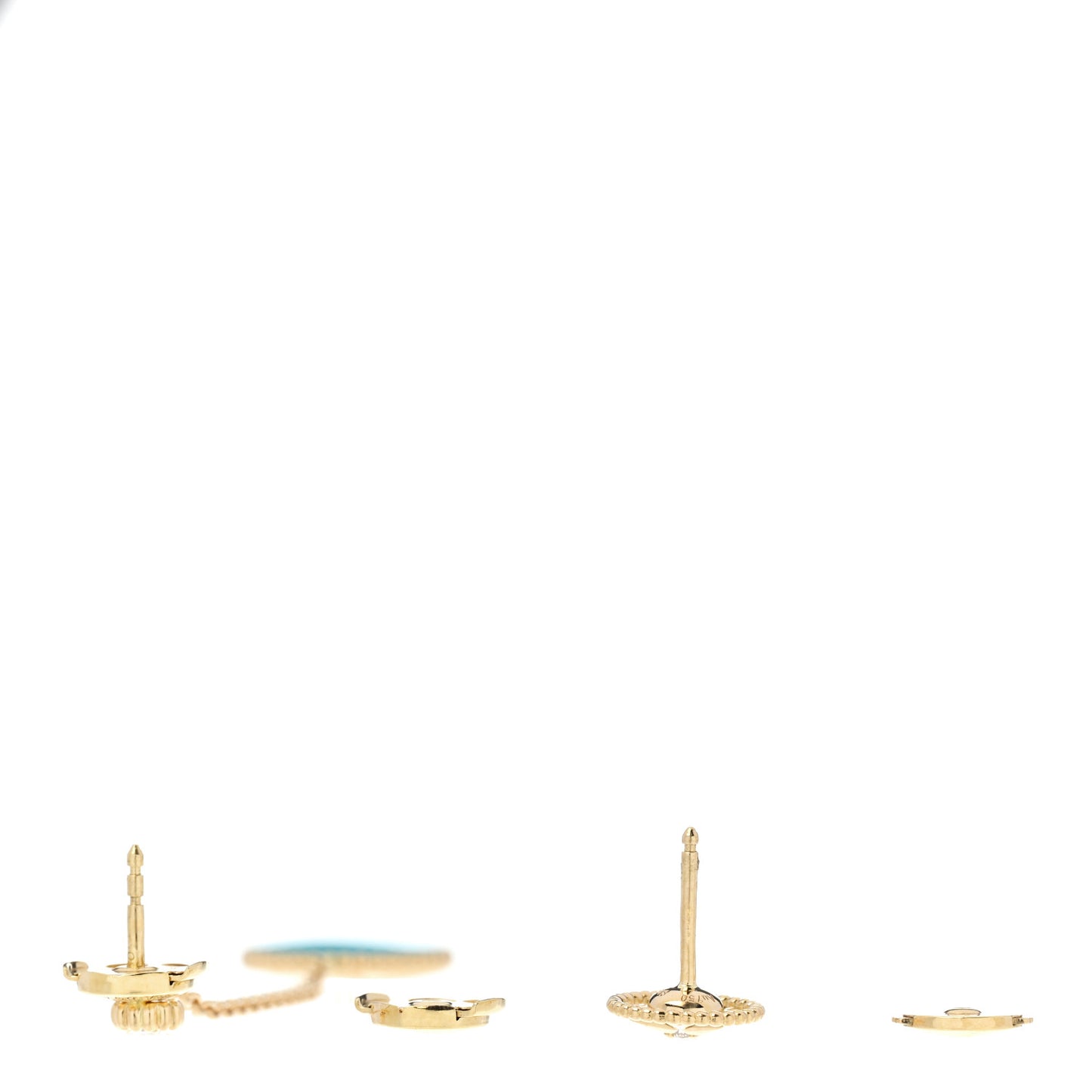 18K Yellow Gold Diamond Turquoise Rose Des Vents Drop Stud Earrings