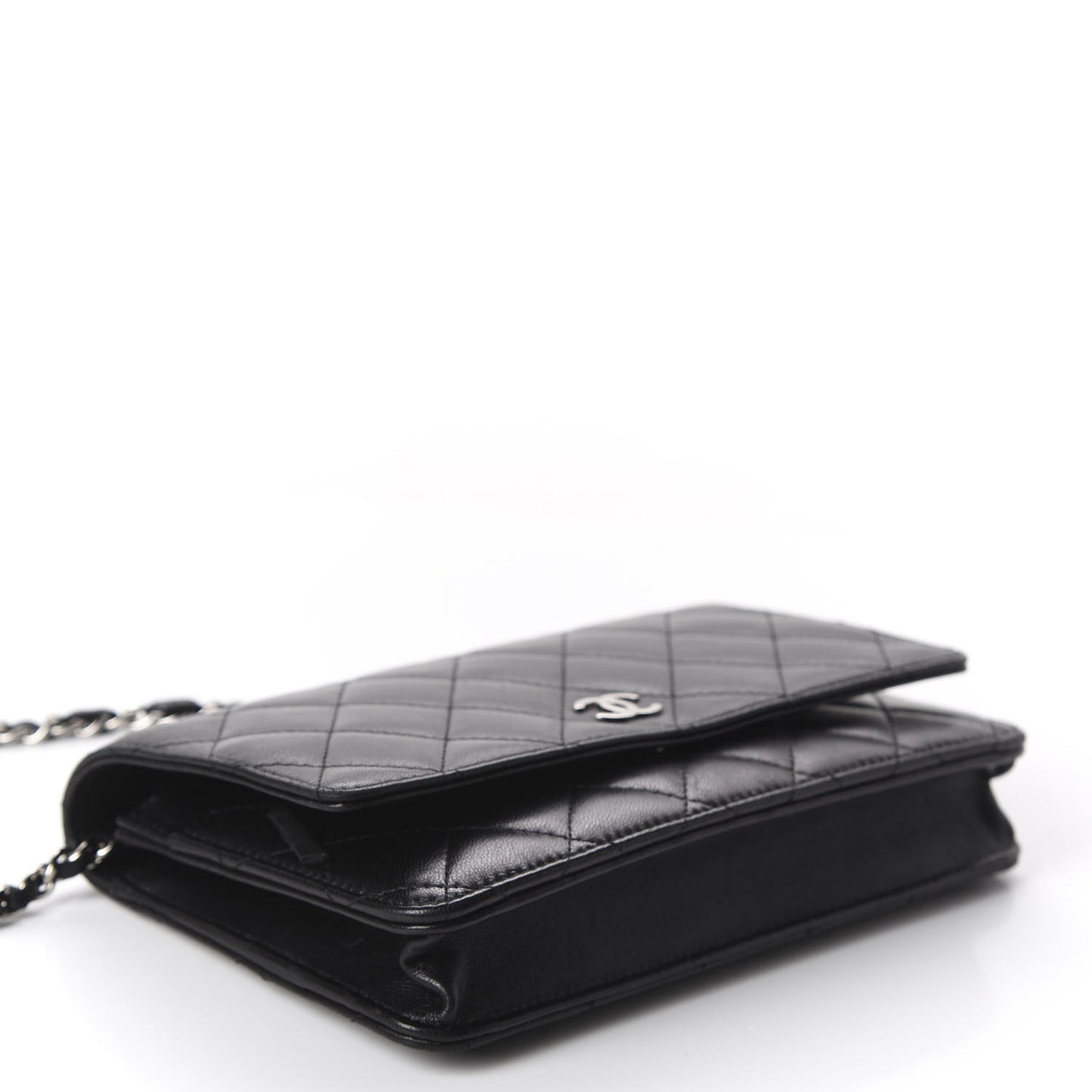 Lambskin Quilted Wallet On Chain WOC Black