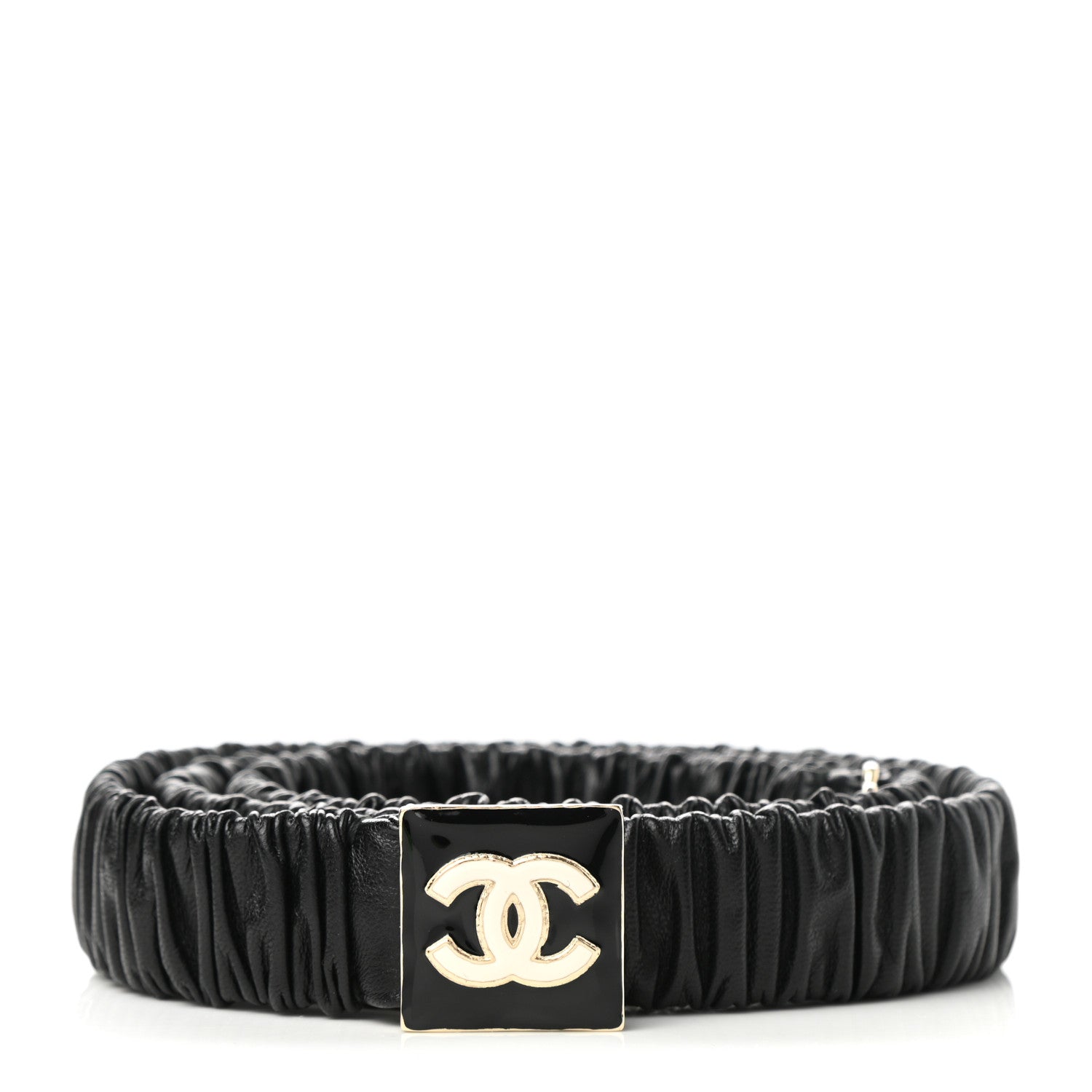Chanel Lambskin Ruched CC Belt 85 34 Black 1 of 4