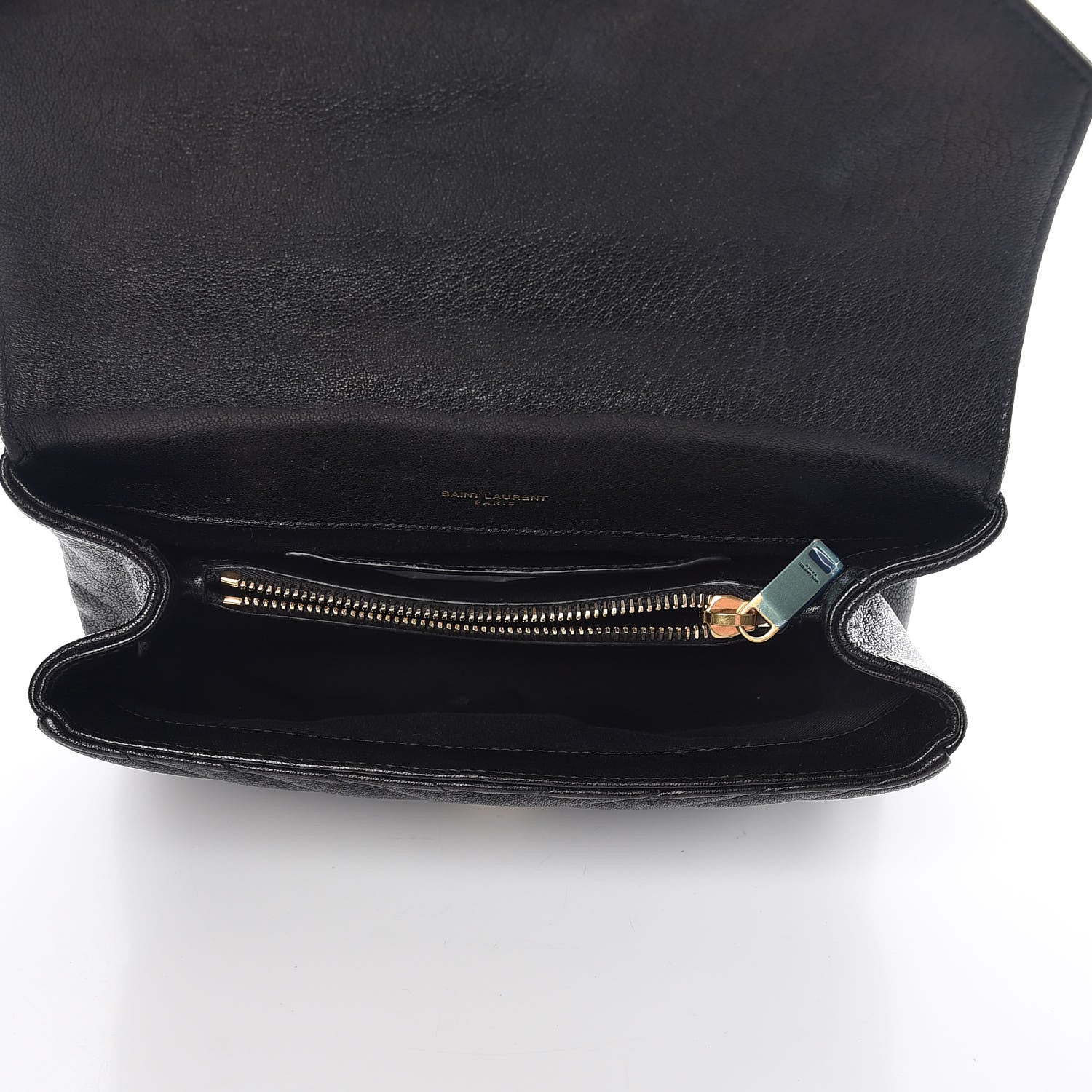 Saint Laurent Sheepskin Matelasse Chevron Monogram Medium College Bag Black 5 of 14