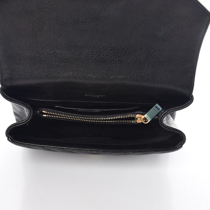 Saint Laurent Sheepskin Matelasse Chevron Monogram Medium College Bag Black 5 of 14