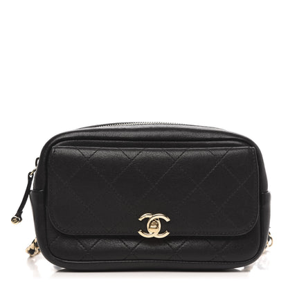 Chanel Calfskin Stitched Casual Trip Waist Bag Black 1 of 13