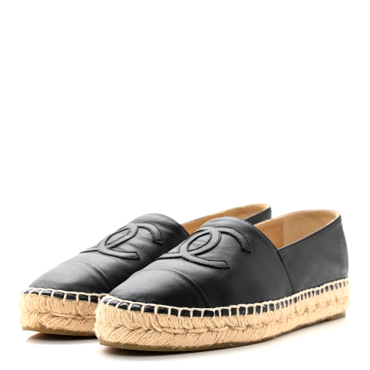 Chanel Lambskin CC Espadrilles 37 Black 3 of 10