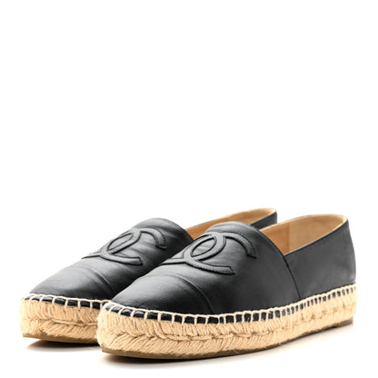 Chanel Lambskin CC Espadrilles 37 Black 3 of 10