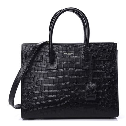 Saint Laurent Calfskin Crocodile Embossed Baby Sac De Jour Black 1 of 11