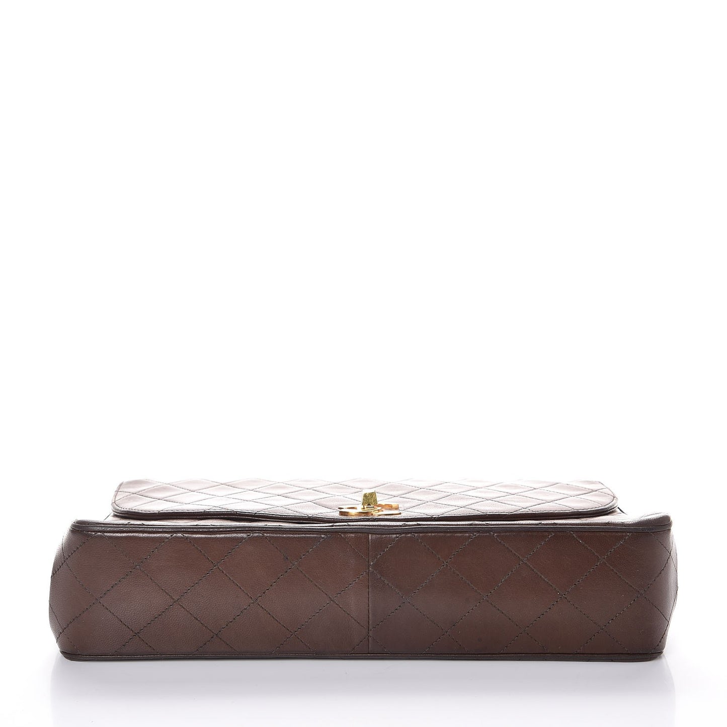 Lambskin Quilted Jumbo Single Flap Brown