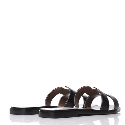 Hermes Box Calfskin Oran Sandals 38.5 Black 4 of 11