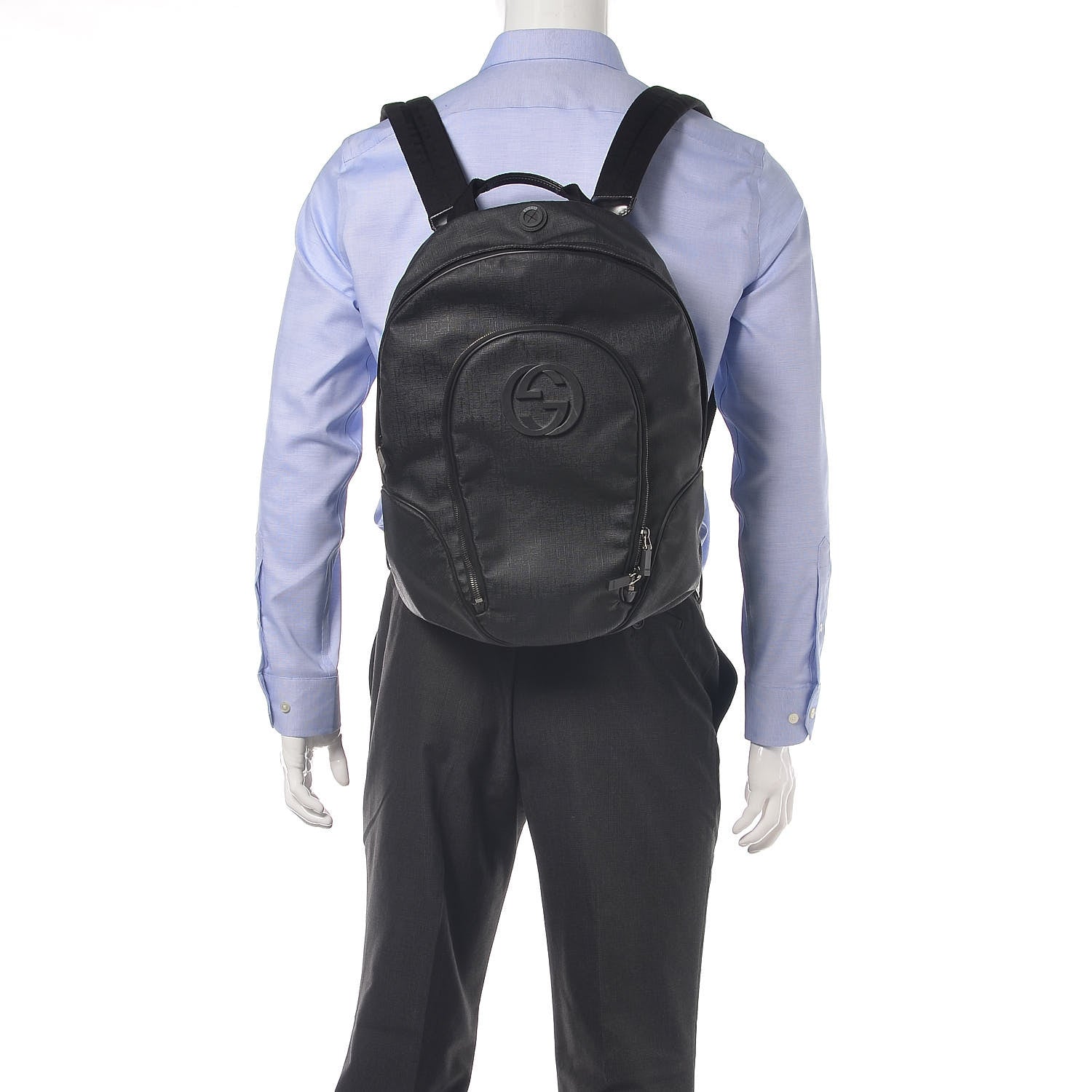 Gucci Coated Canvas Interlocking G Travel Backpack Black 2 of 13