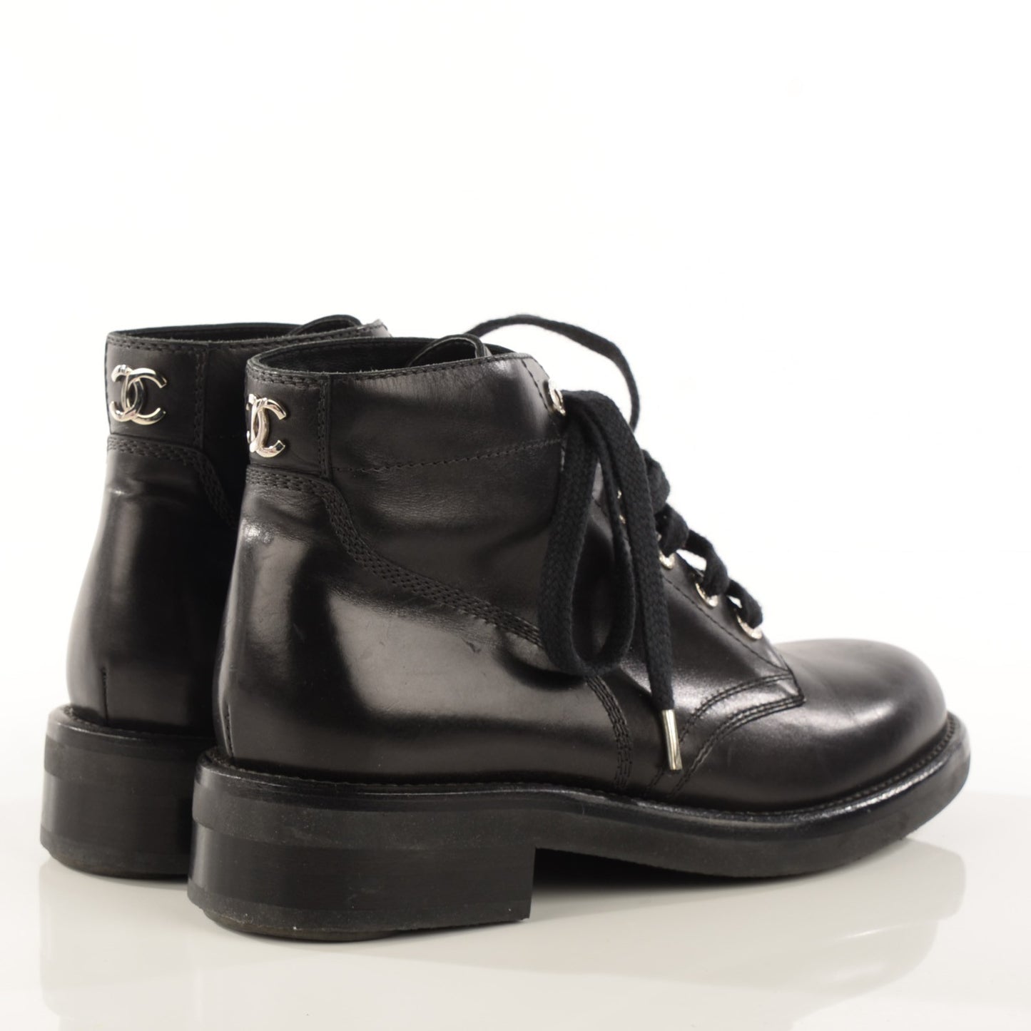 Calfskin Short Boots 37 Black
