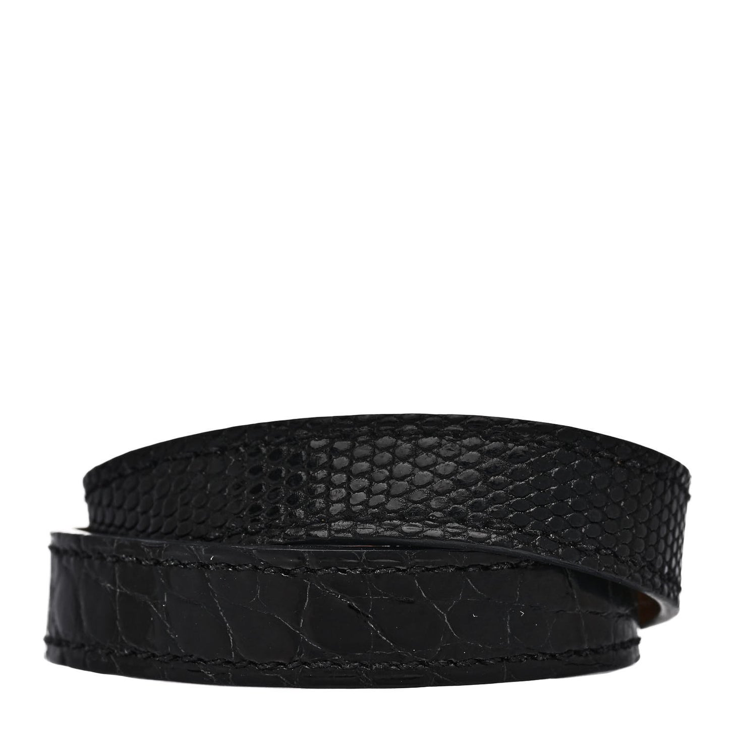 Shiny Alligator Lizard Kelly Double Tour Bracelet T2 Black