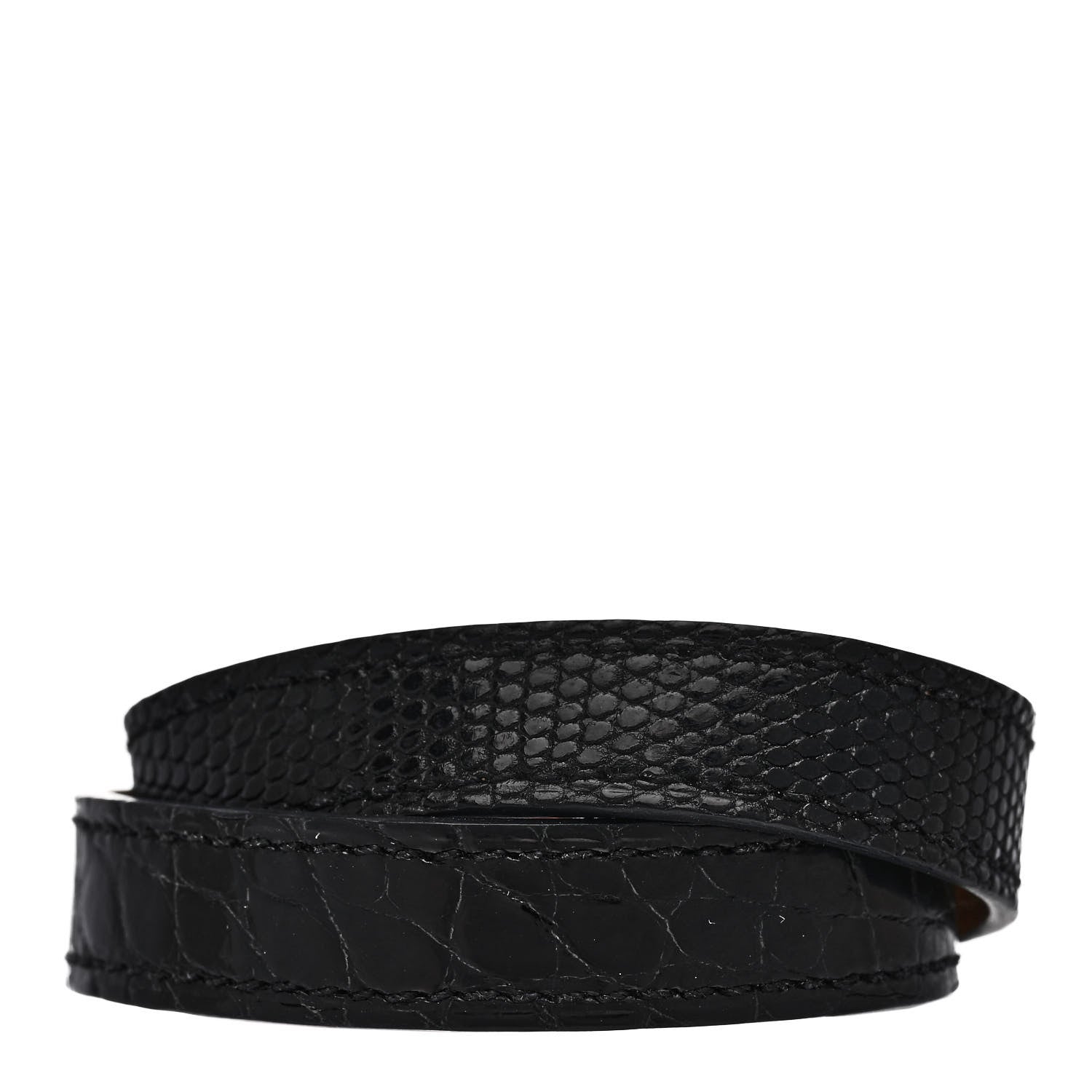 Hermes Shiny Alligator Lizard Kelly Double Tour Bracelet T2 Black 3 of 6