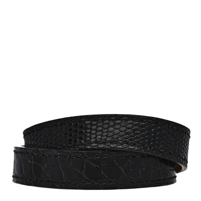 Hermes Shiny Alligator Lizard Kelly Double Tour Bracelet T2 Black 3 of 6