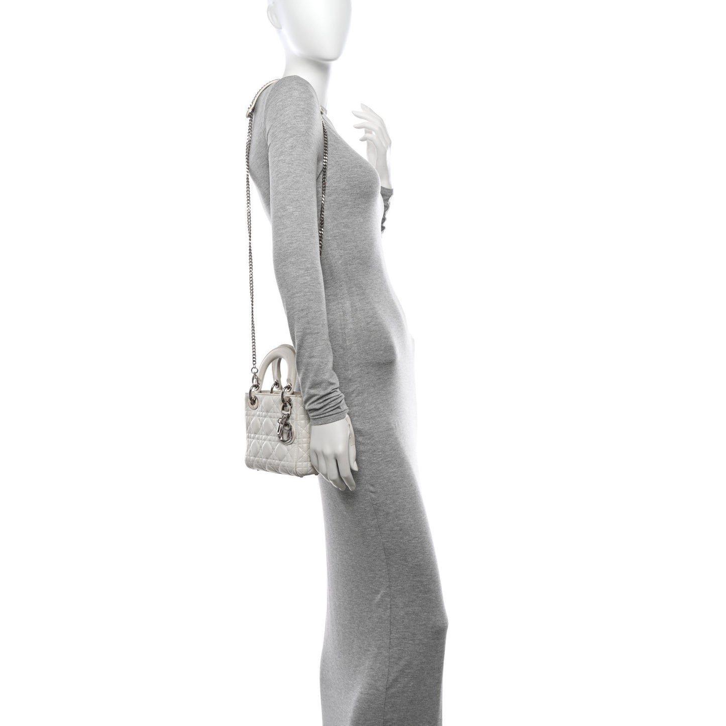 Lambskin Cannage Mini Lady Dior White