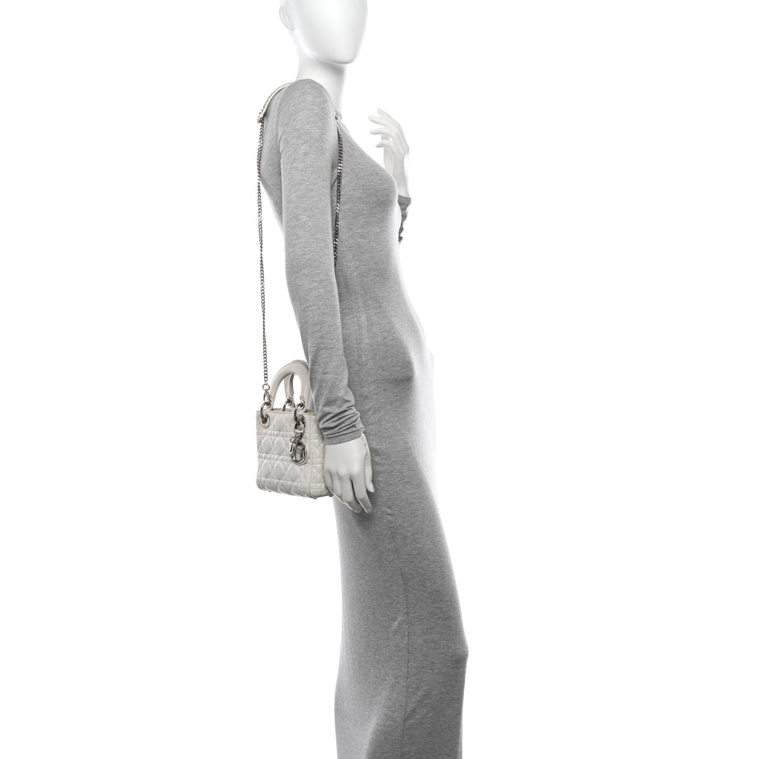 Christian Dior Lambskin Cannage Mini Lady Dior White 2 of 16