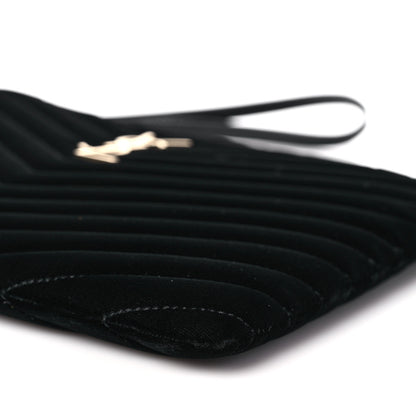 Saint Laurent Velvet Matelasse Chevron Monogram A5 Wristlet Black 10 of 11