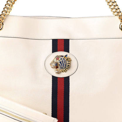Gucci Suede Calfskin Large Rajah Chain Tote White 7 of 9