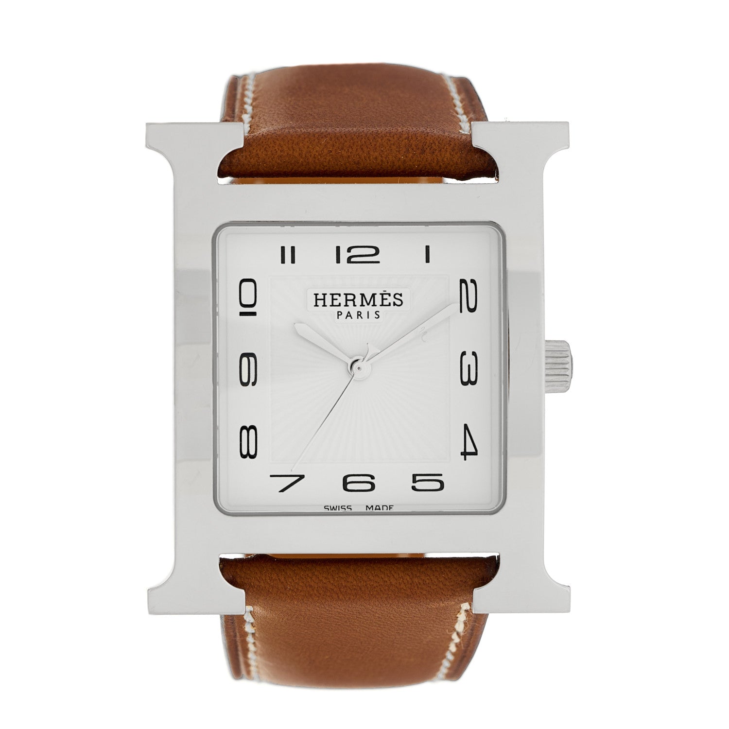 Hermes Stainless Steel Barenia 30.5mm Heure H Hour Quartz Watch Fauve 1 of 4