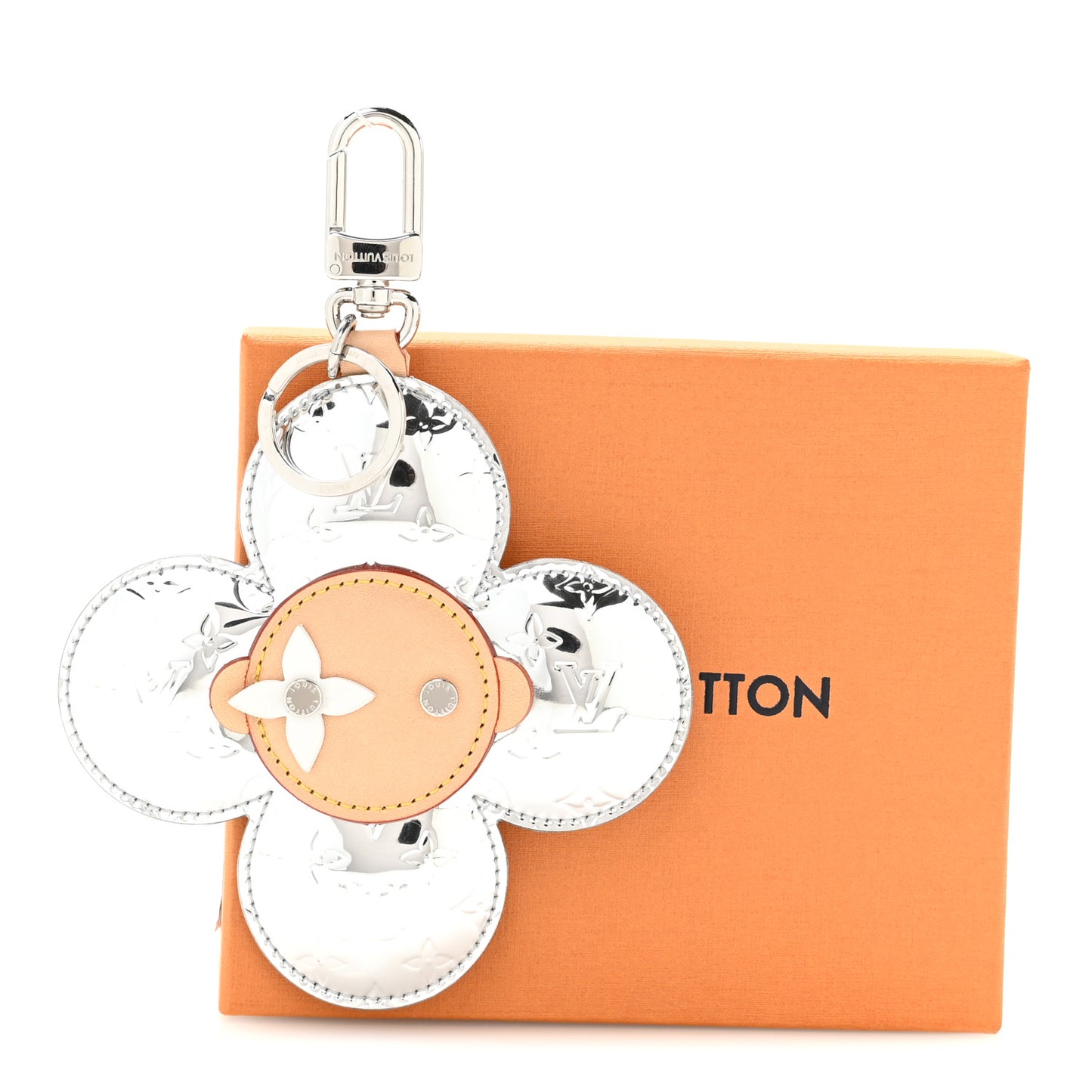 Monogram Mirror Vivienne Head Bag Charm Key Holder Silver