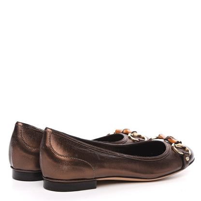 Gucci Metallic Calfskin Bamboo Ballet Flat 37 Bronze 4 of 10