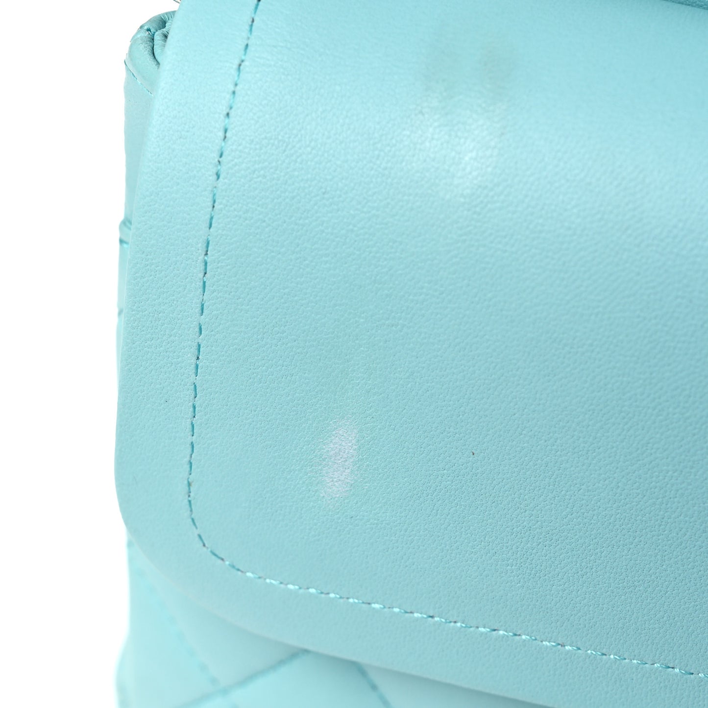 Lambskin Quilted Medium Double Flap Light Blue