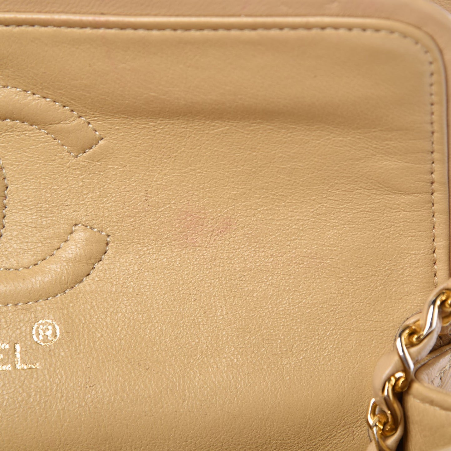 Lambskin Quilted Small Double Flap Beige