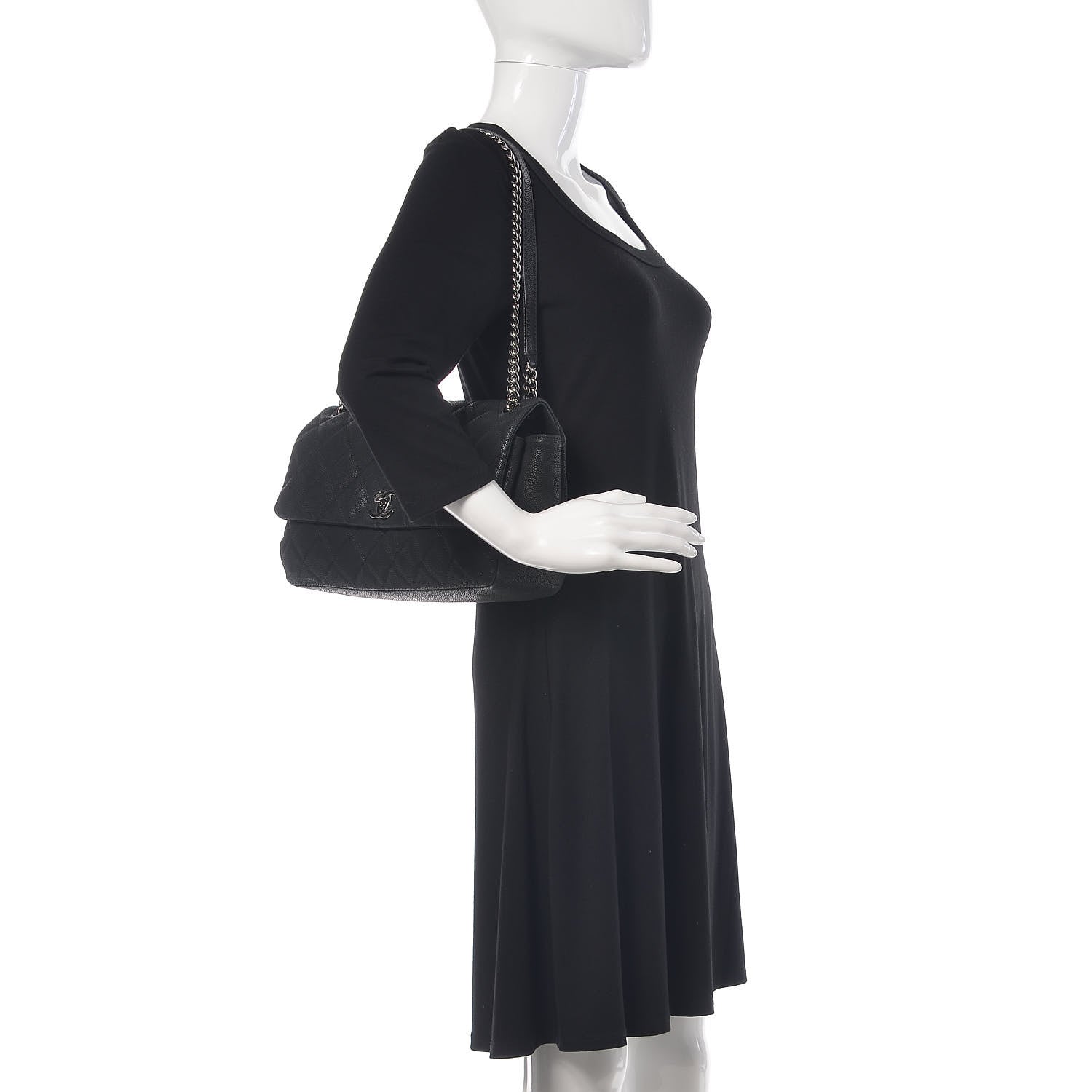 Chanel Iridescent Caviar Quilted Medium Lady Pearly Flap Black 2 of 10