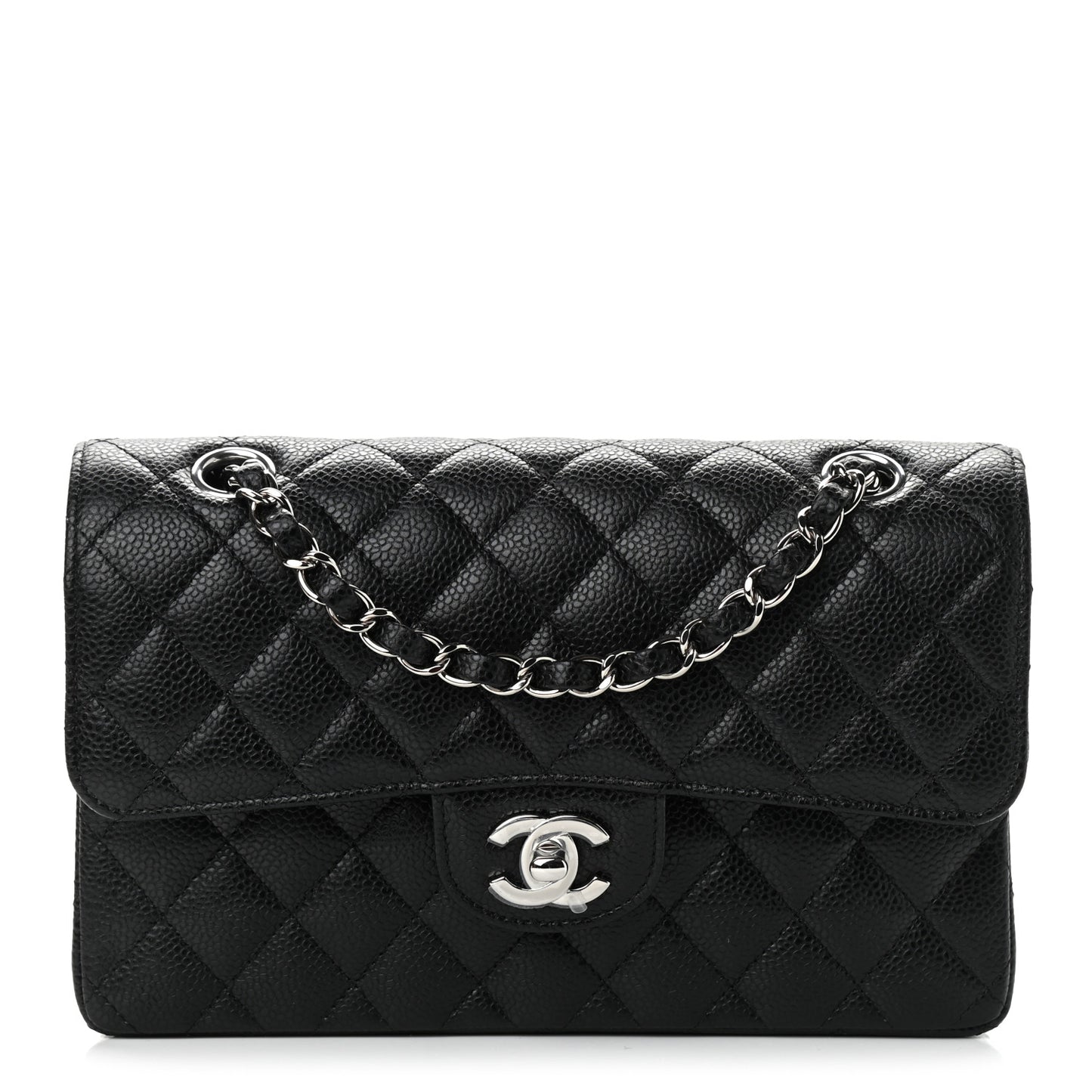 Caviar Quilted Small Double Flap Black