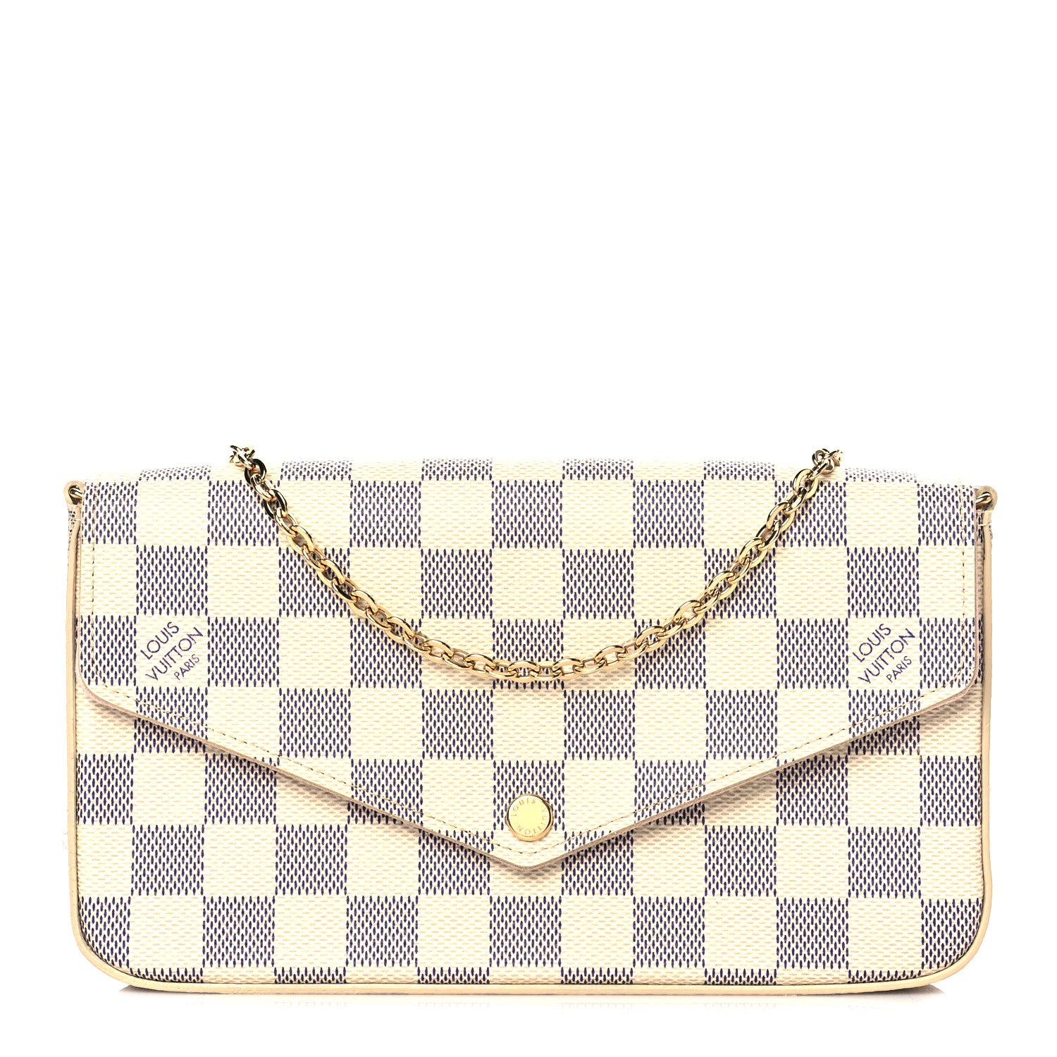 Louis Vuitton Damier Azur Pochette Felicie Chain Wallet Rose Ballerine 3 of 12