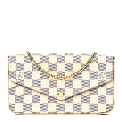 Louis Vuitton Damier Azur Pochette Felicie Chain Wallet Rose Ballerine 3 of 12