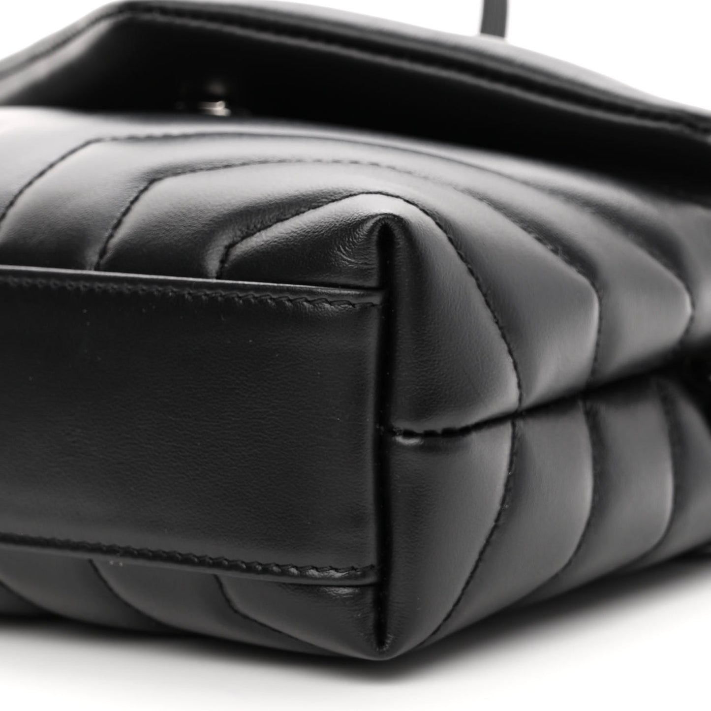 Calfskin Y Quilted Monogram Monochrome Toy Loulou Crossbody Bag Black
