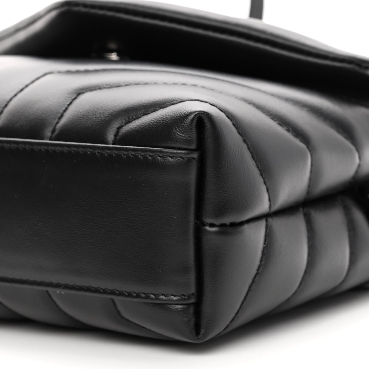 Saint Laurent Calfskin Y Quilted Monogram Monochrome Toy Loulou Crossbody Bag Black 9 of 9