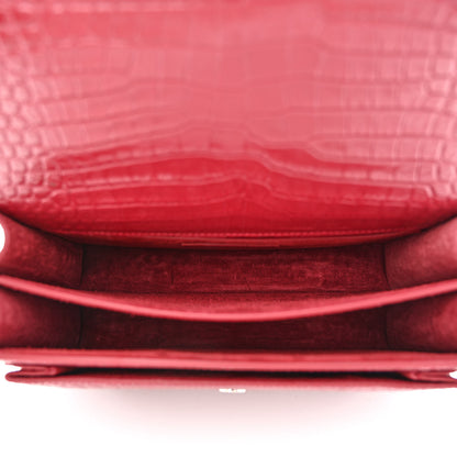 Saint Laurent Calfskin Crocodile Embossed Medium Monogram Sunset Palissandre 5 of 11