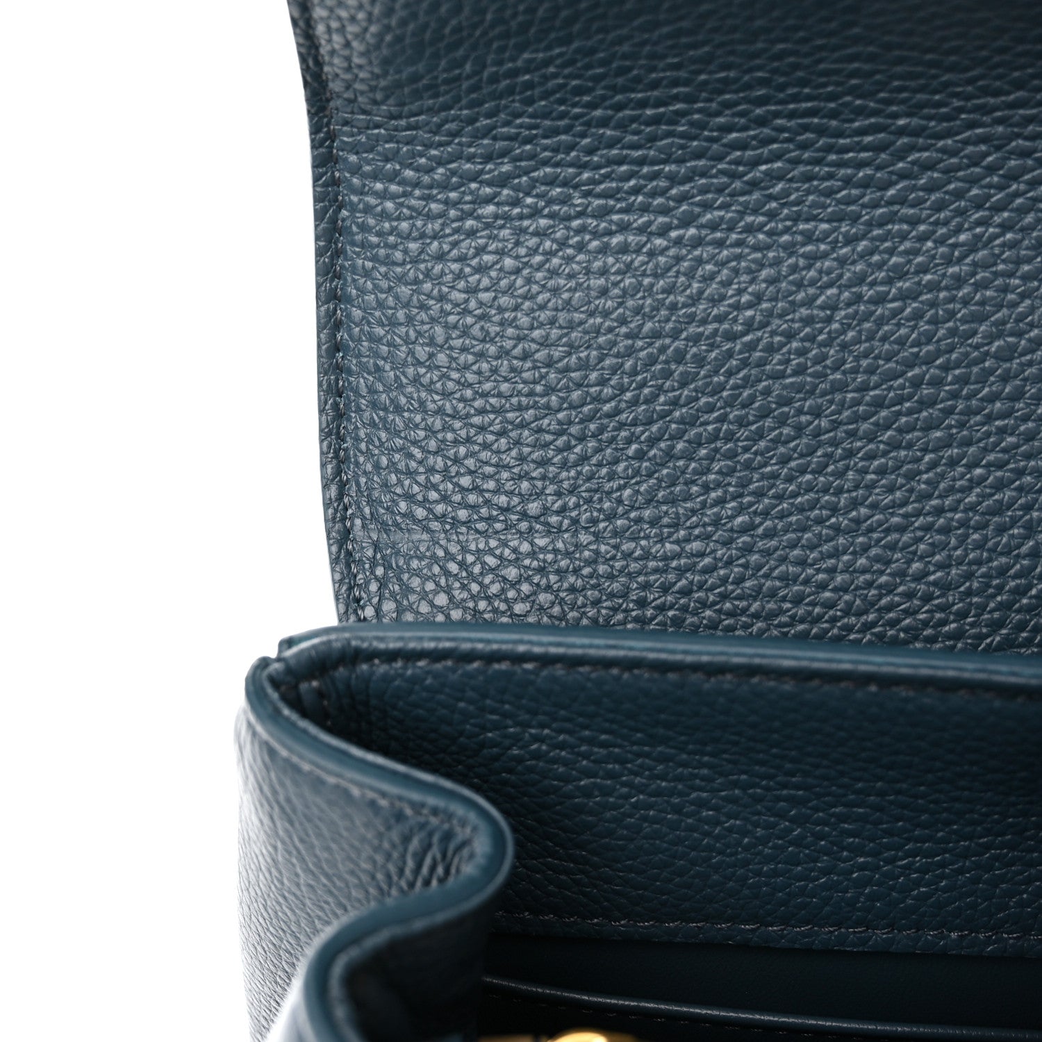 Celine Grained Calfskin Small 16 Top Handle Bag Petrol 13 of 14
