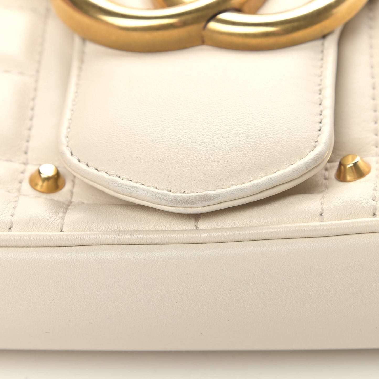 Calfskin Matelasse Studded Medium GG Marmont Shoulder Bag White