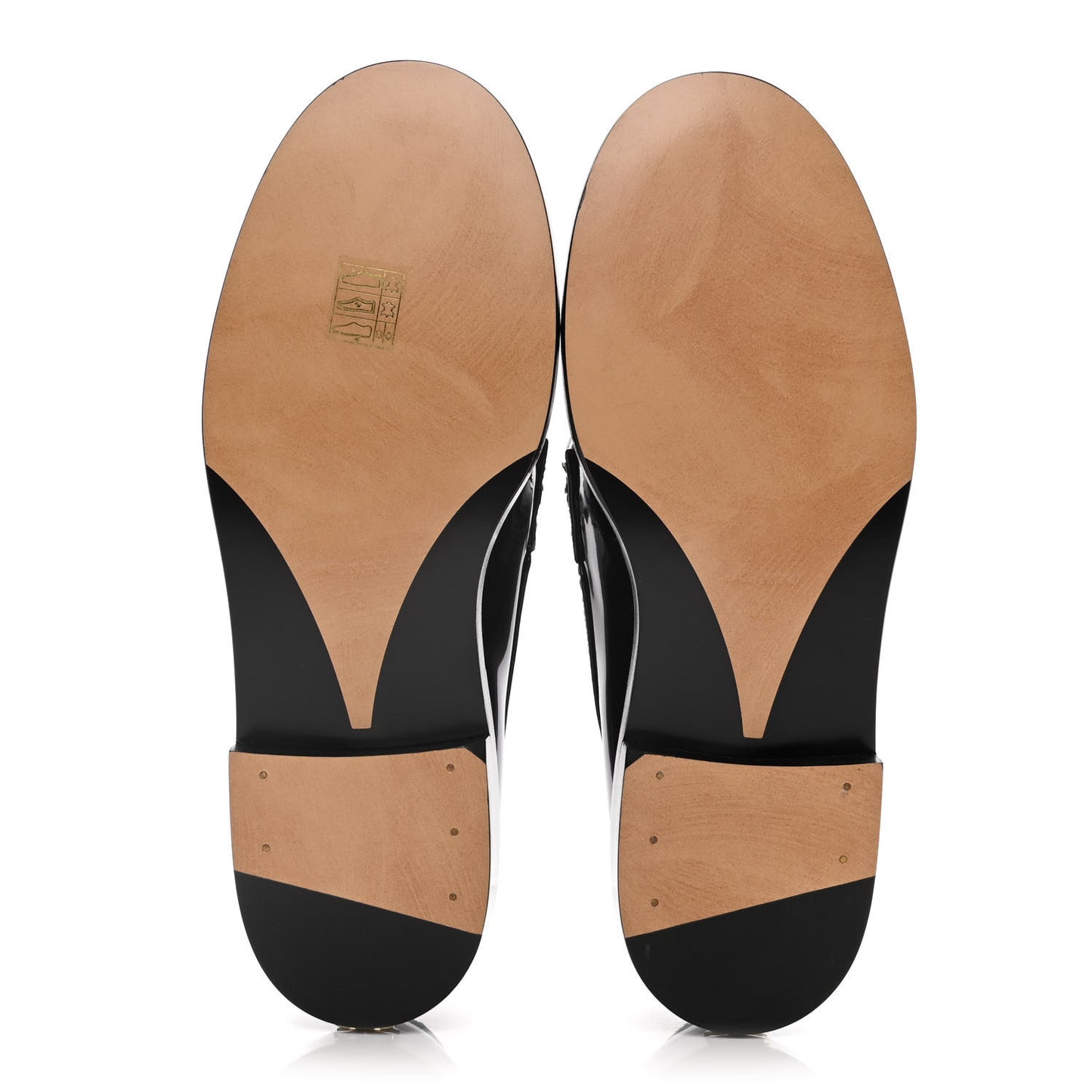 Shiny Calfskin Logo Loafers 38 Black
