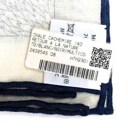 Hermes Cashmere Silk Retour a la Nature 140 White Black Multicolor 3 of 6