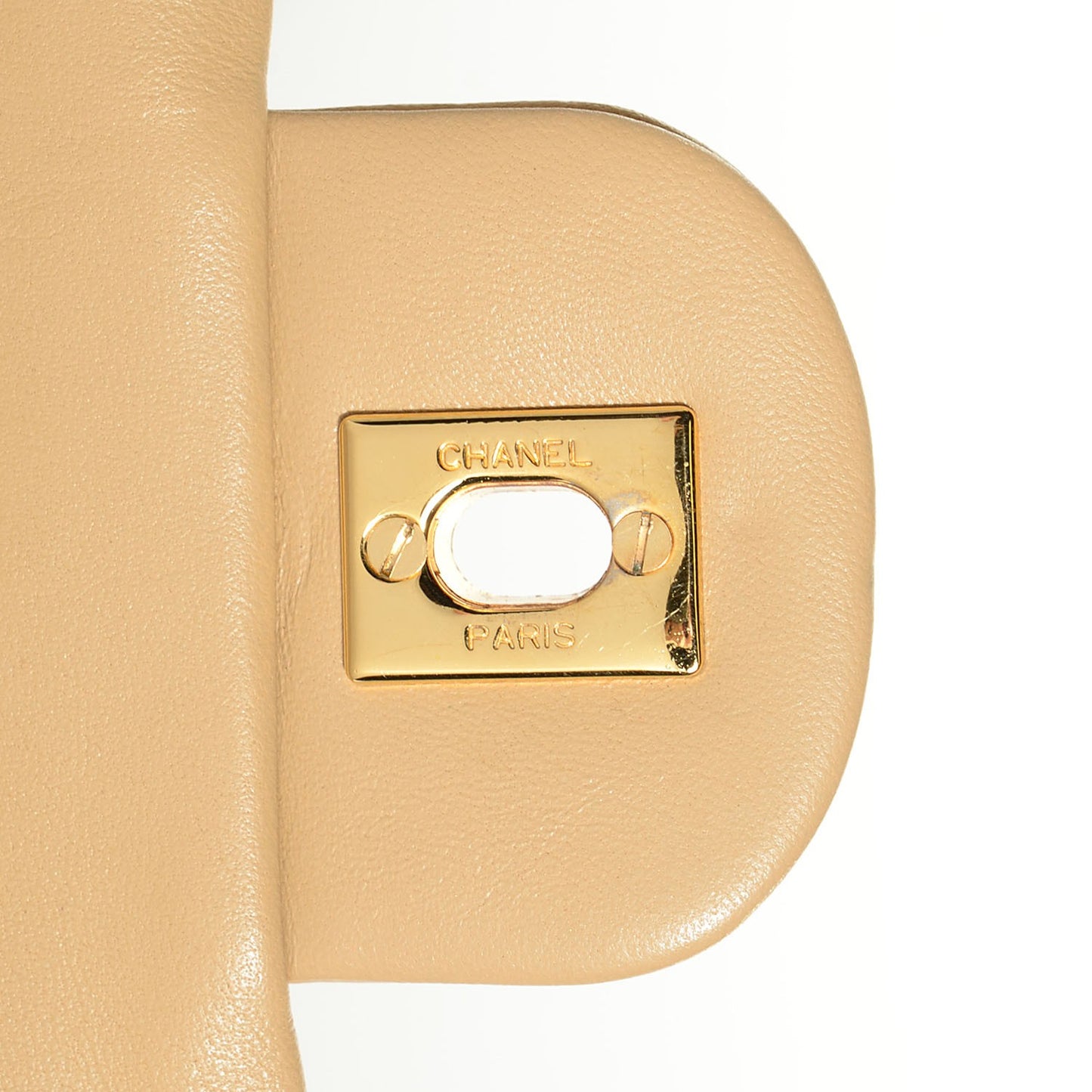 Lambskin Quilted Medium Double Flap Light Beige