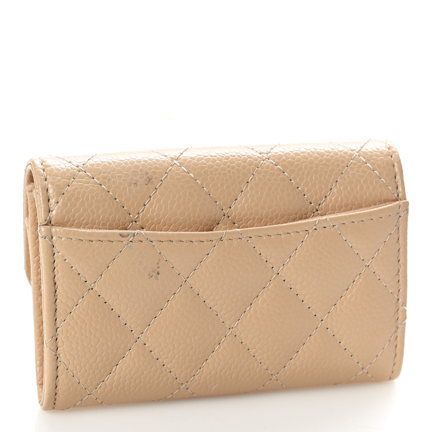 Chanel Caviar Quilted Flap Card Holder Wallet Beige 3 of 9