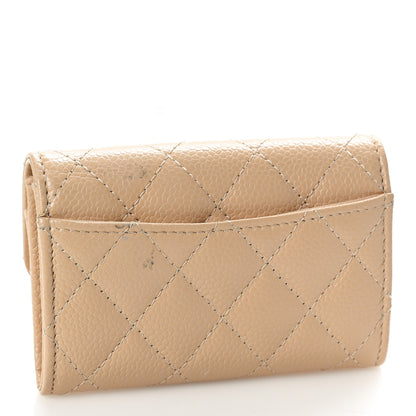 Chanel Caviar Quilted Flap Card Holder Wallet Beige 3 of 9