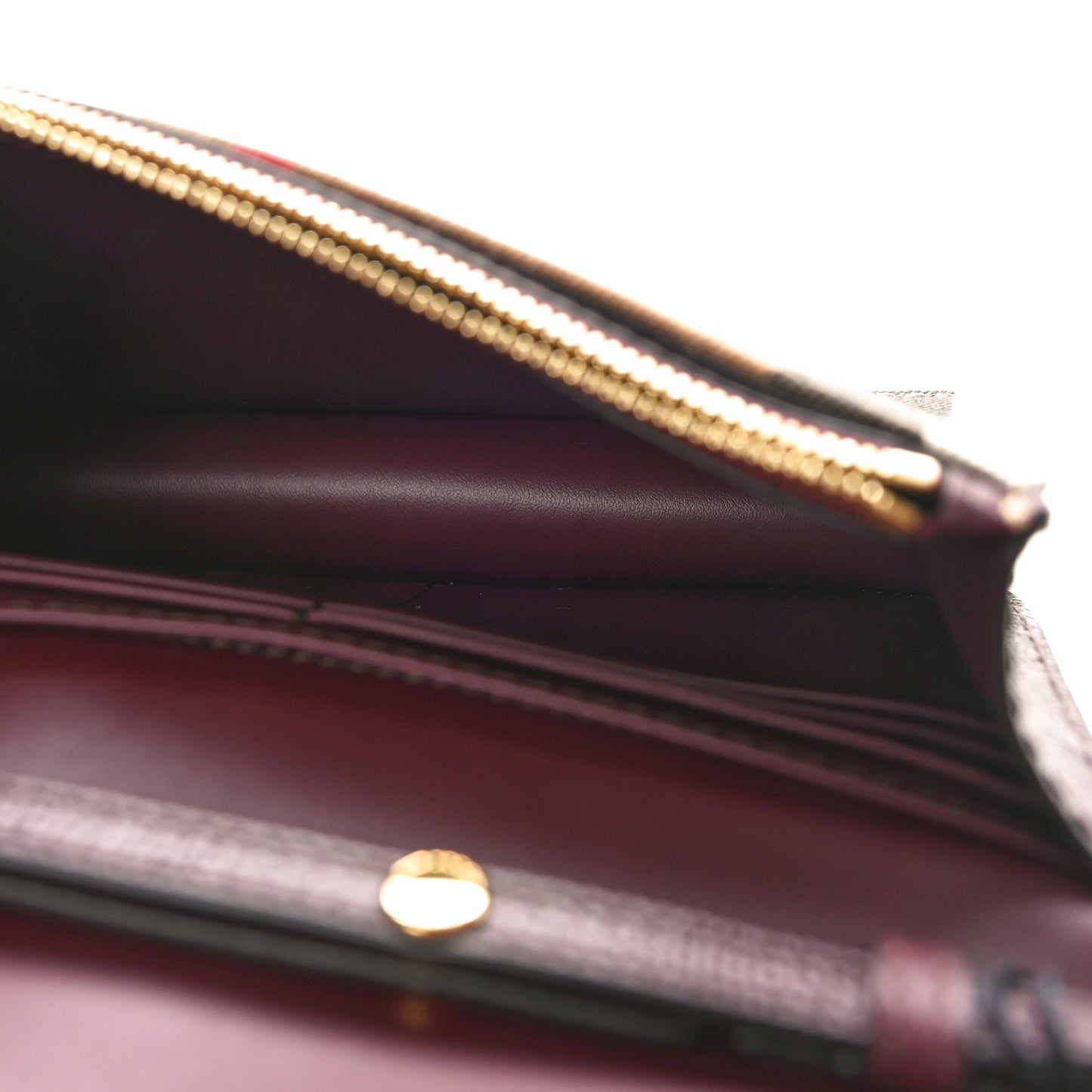 Grained Calfskin House Check Tartan Mix Hampshire Wallet On Chain Burgundy