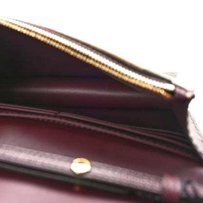 Burberry Grained Calfskin House Check Tartan Mix Hampshire Wallet On Chain Burgundy 5 of 8