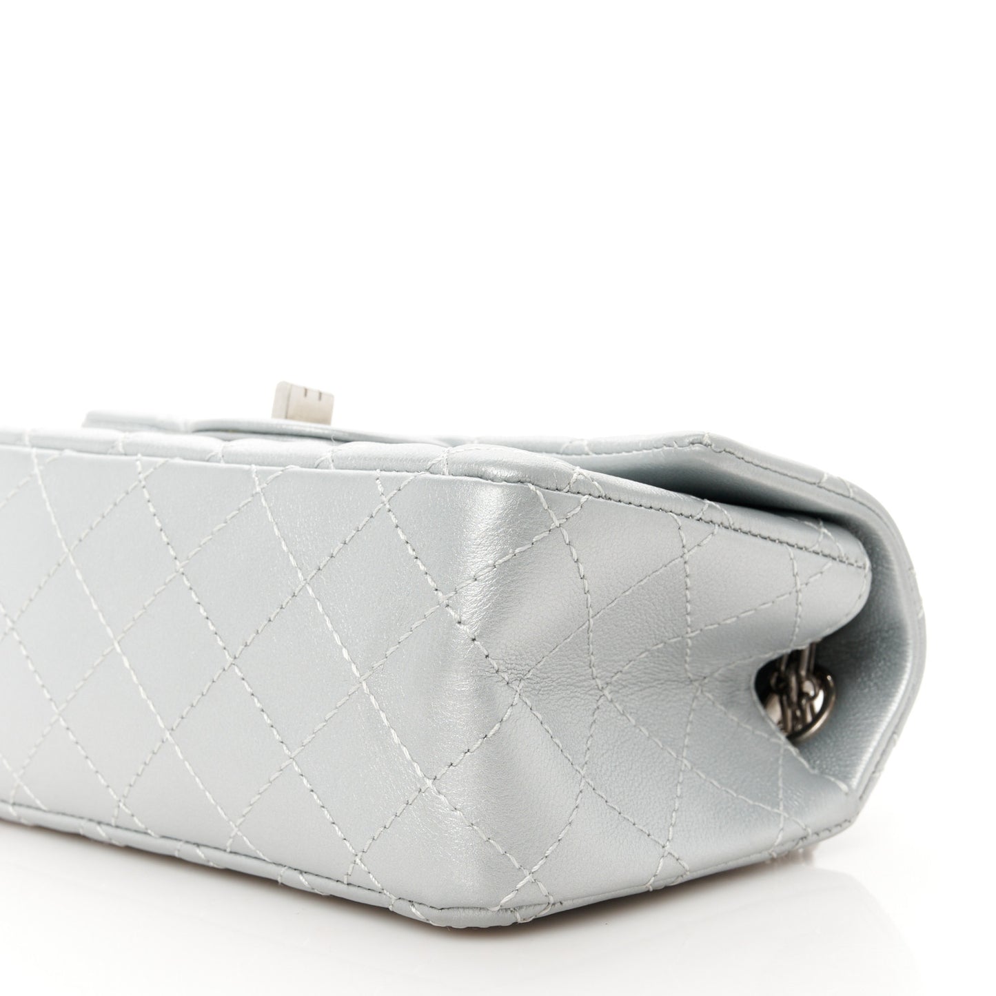 Metallic Grained Calfskin Quilted 2.55 Reissue Mini Flap Silver