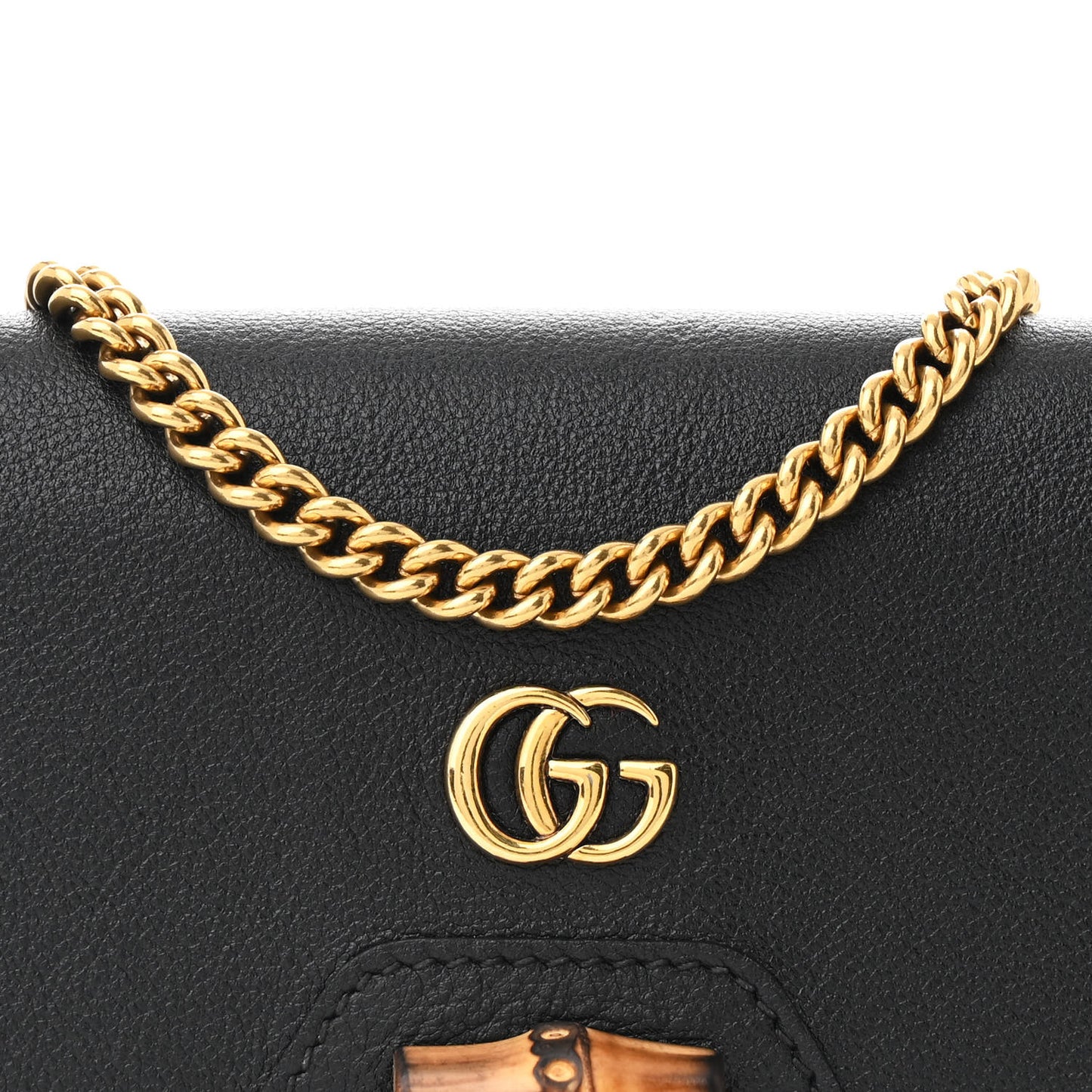 Wonka Grain Calfskin Diana Chain Wallet Black