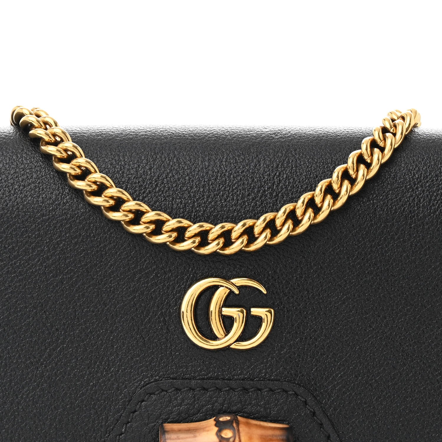 Gucci Wonka Grain Calfskin Diana Chain Wallet Black 9 of 12