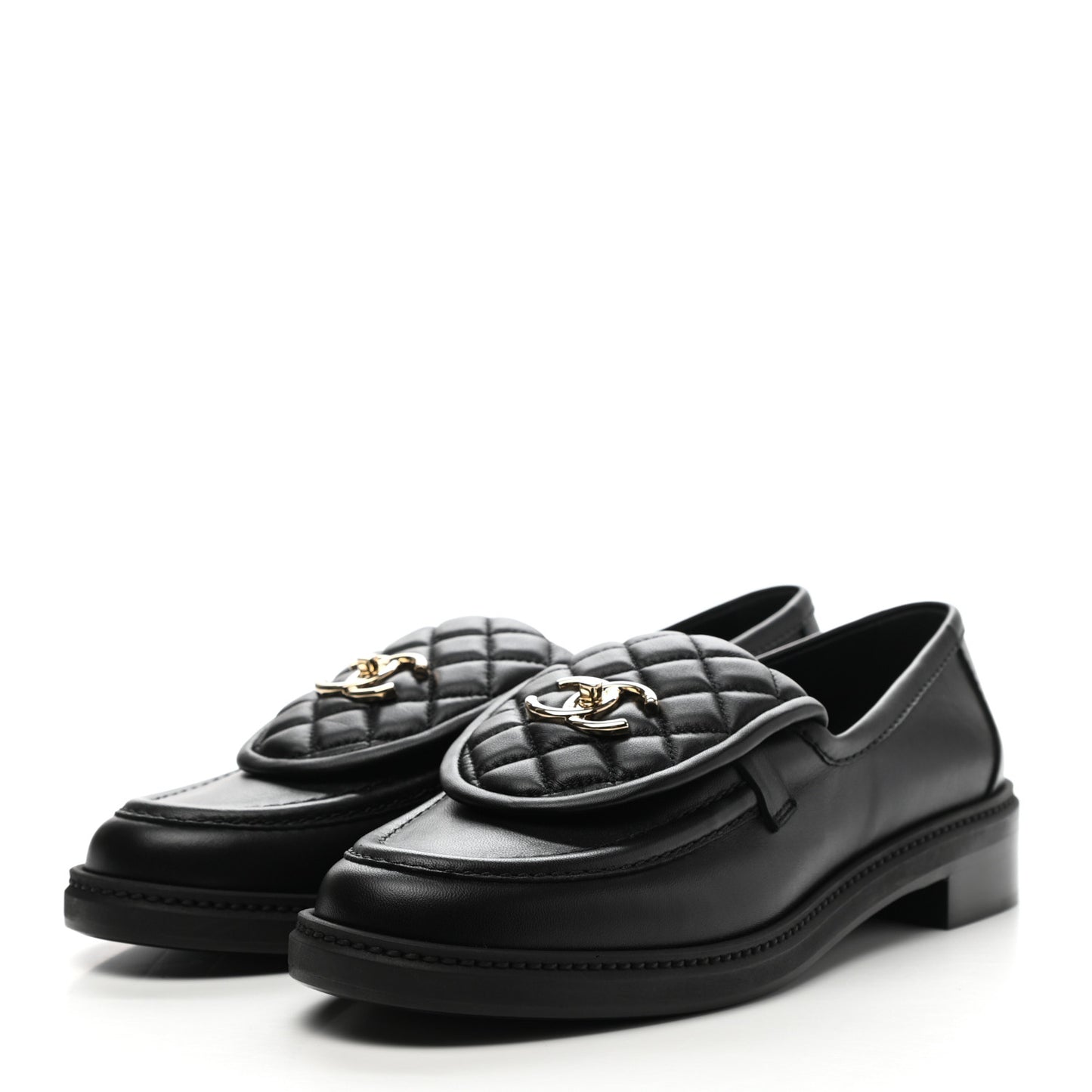 Lambskin Quilted CC Turnlock Loafers 41 Black