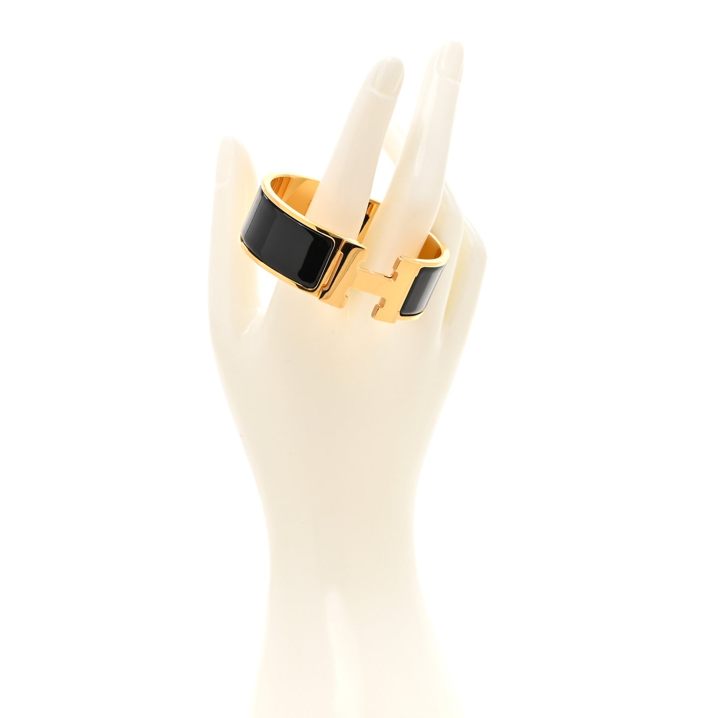 Enamel Wide Clic Clac H Bracelet GM Black
