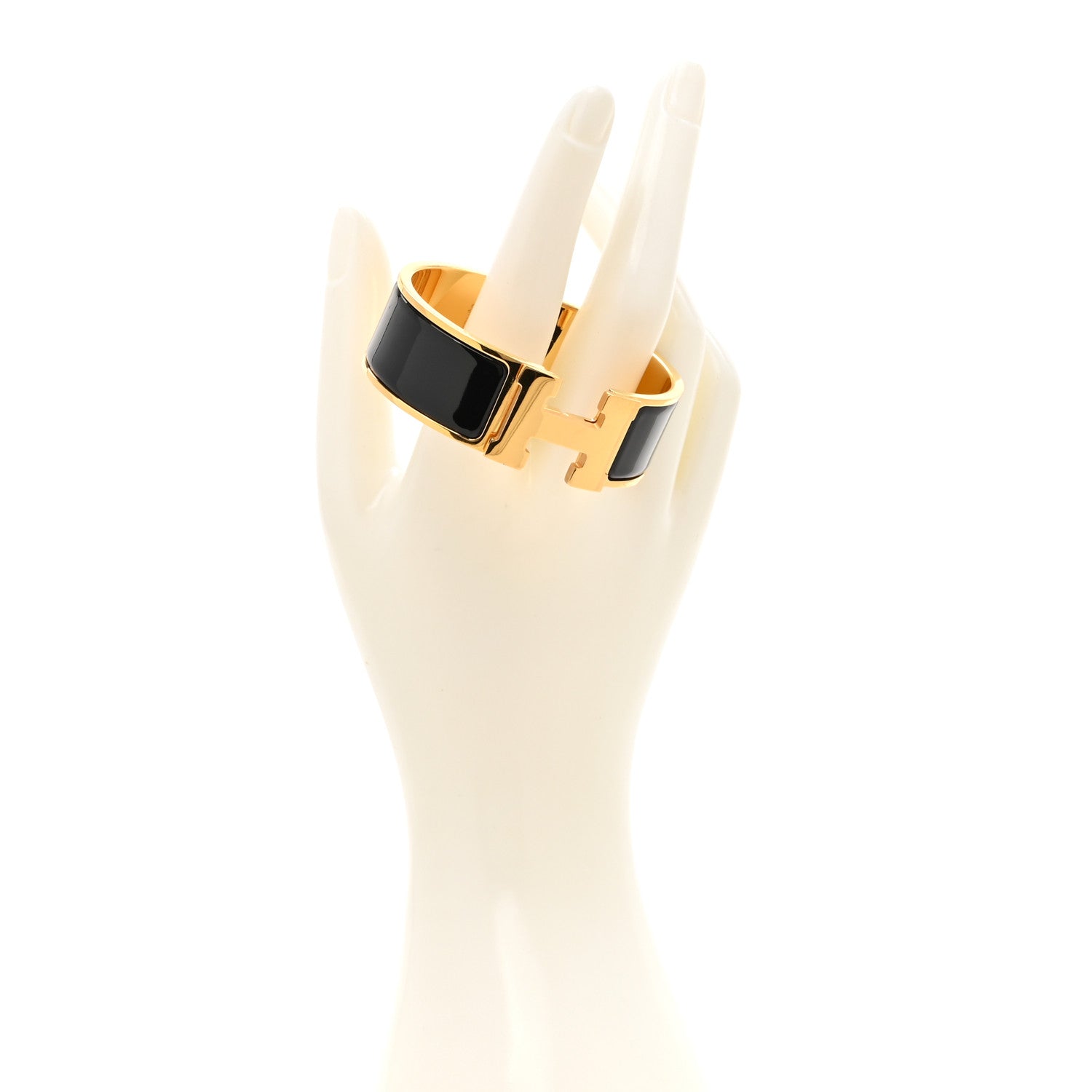 Hermes Enamel Wide Clic Clac H Bracelet GM Black 2 of 5