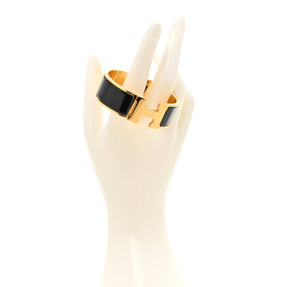 Hermes Enamel Wide Clic Clac H Bracelet GM Black 2 of 5